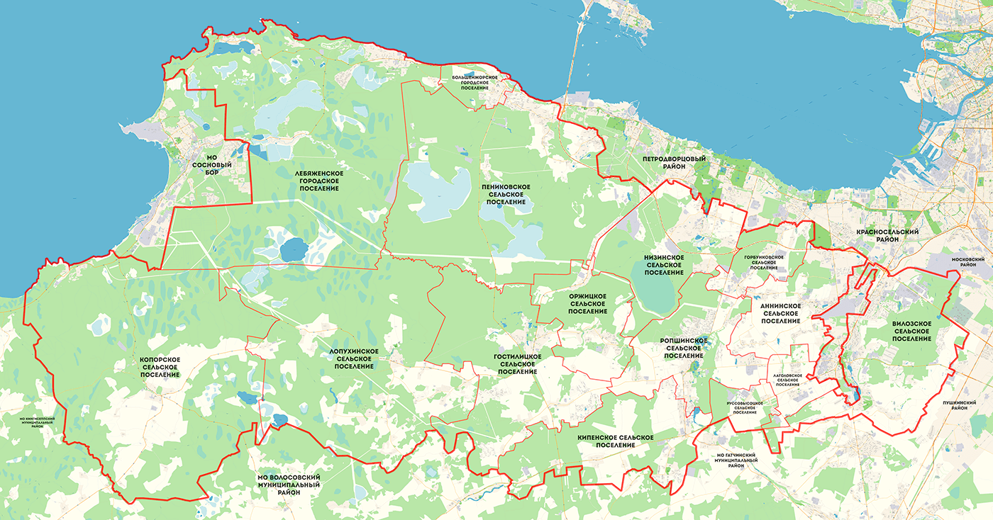 Карта Ломоносовского района с границами