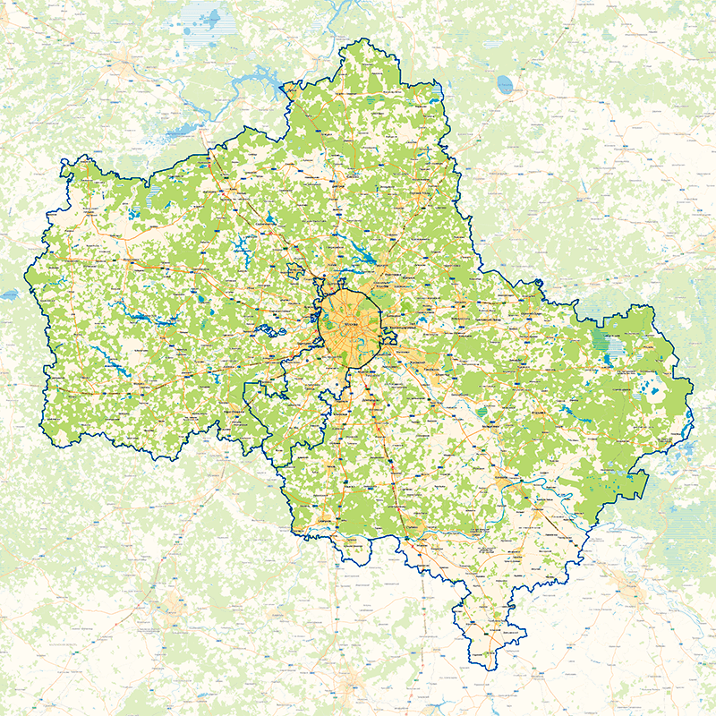 Карта Московской области с границами