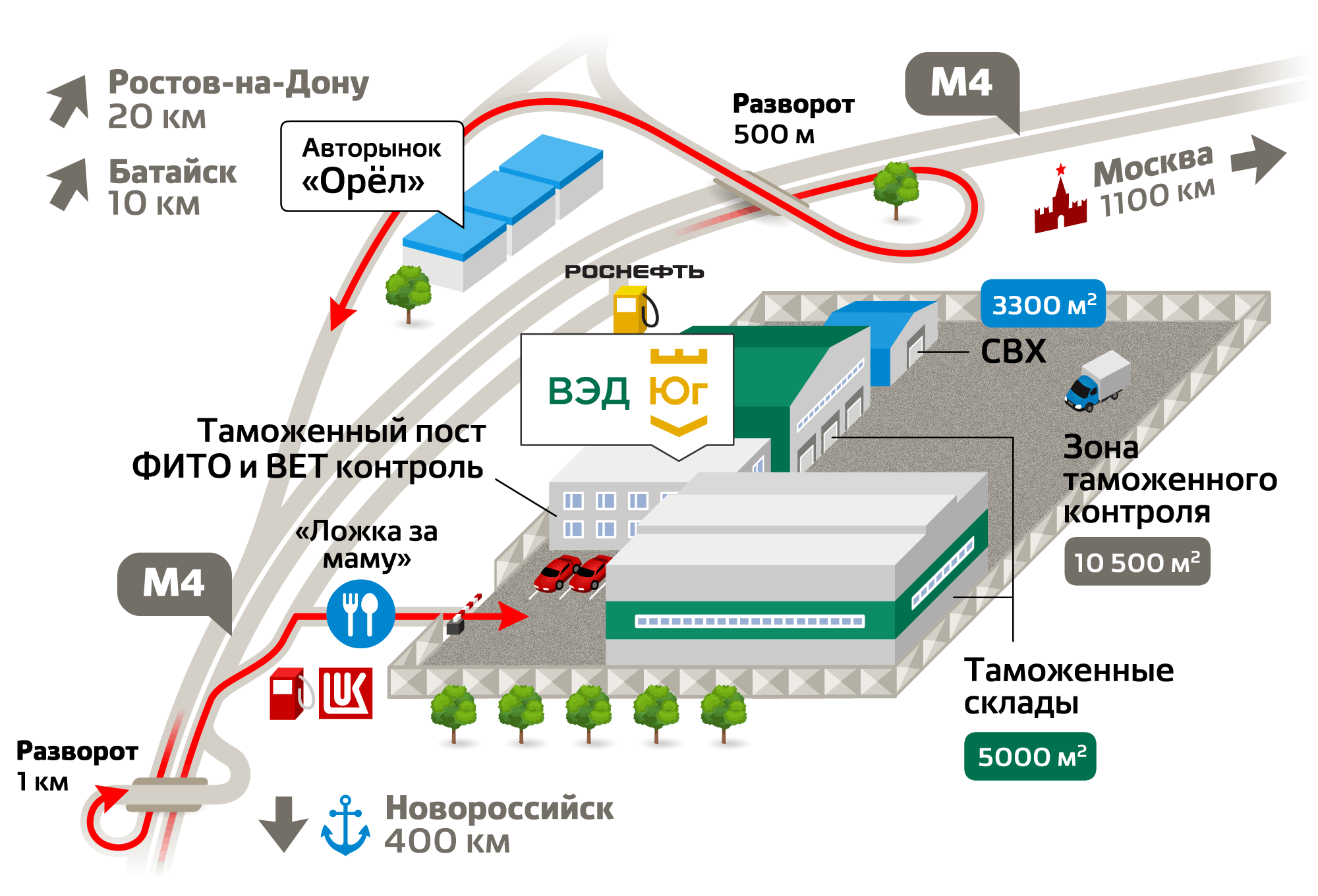 Схема расположения таможенно-логистического терминала ВЭД-Юг